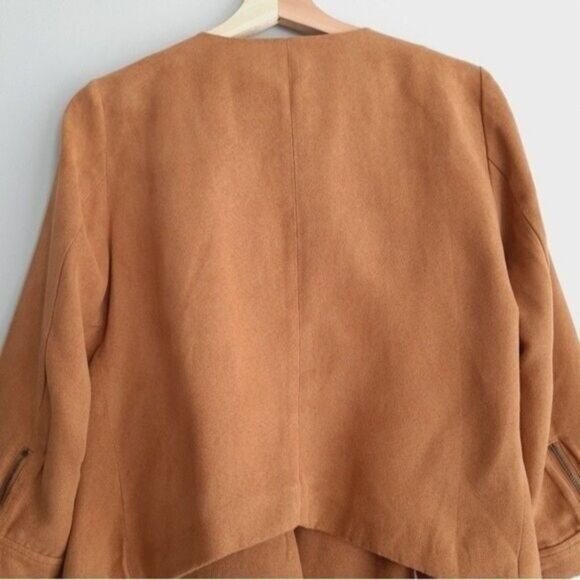 VERO MODA Faux Suede Open Front Light Jacket Tan Sz M - Picture 7 of 10